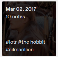 a screenshot of a miniature a post as seen in the tumblr archive. the miniature shows a picture of Legolas and reads "March 2, 2017"