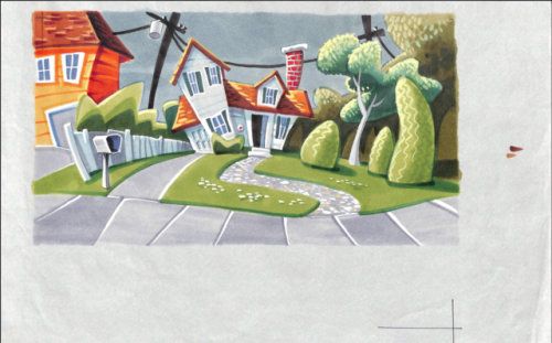 talesfromweirdland:Concept art for the 1993 LucasArts game, Day of the Tentacle. (Or Maniac Mansion 