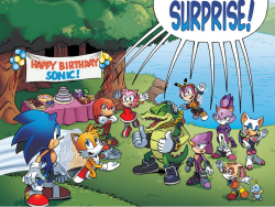 archiecomics:  Happy Birthday, Sonic! Sonic the Hedgehog celebrates his 23rd birthday today!  