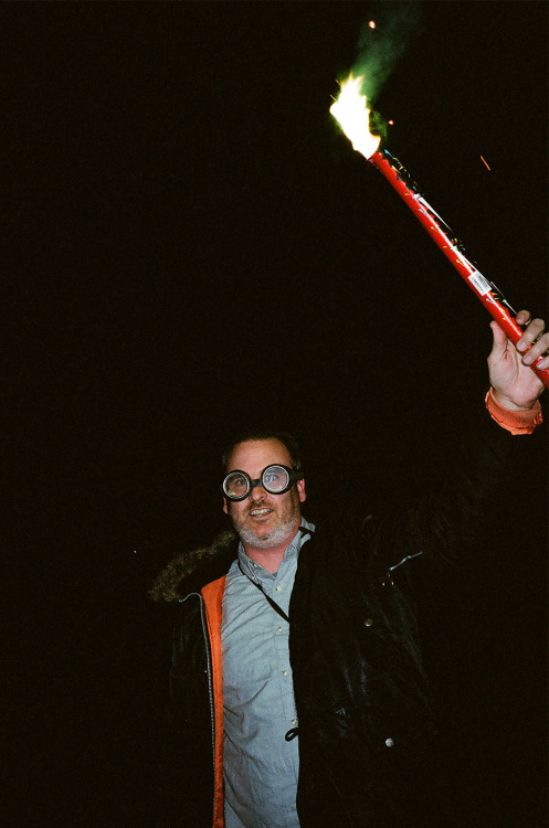 Ed Templeton with roman candle / New Years Day, Huntington Beach, CA 2016