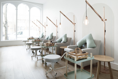 {Beauty School Knockout. Bright, fresh and clean, the EDU Salon  designed by Technē Architecture loo