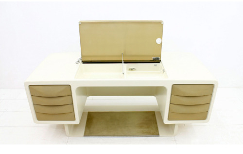 Ernest (Hofmann) Igl, IGL Shelf and Directors Desk, 1970. With integrated phone and carpet. Polyuret