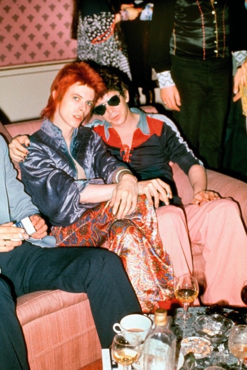 David Bowie and Lou Reed at the Dorchester Hotel, London, 1972....