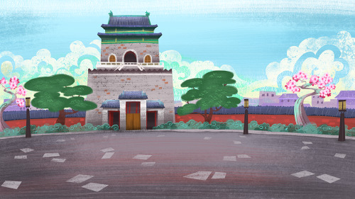 Couple of Backgrounds I painted for Let’s Go Luna! When they visit Beijing, China