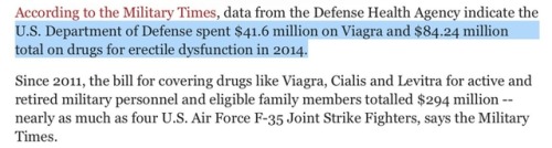 ithelpstodream:the military spends more on viagra than on transgender soldiers’ medical expenses