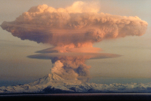 rorschachx:Eruption column rising over Redoubt Volcano, Alaska | image: source