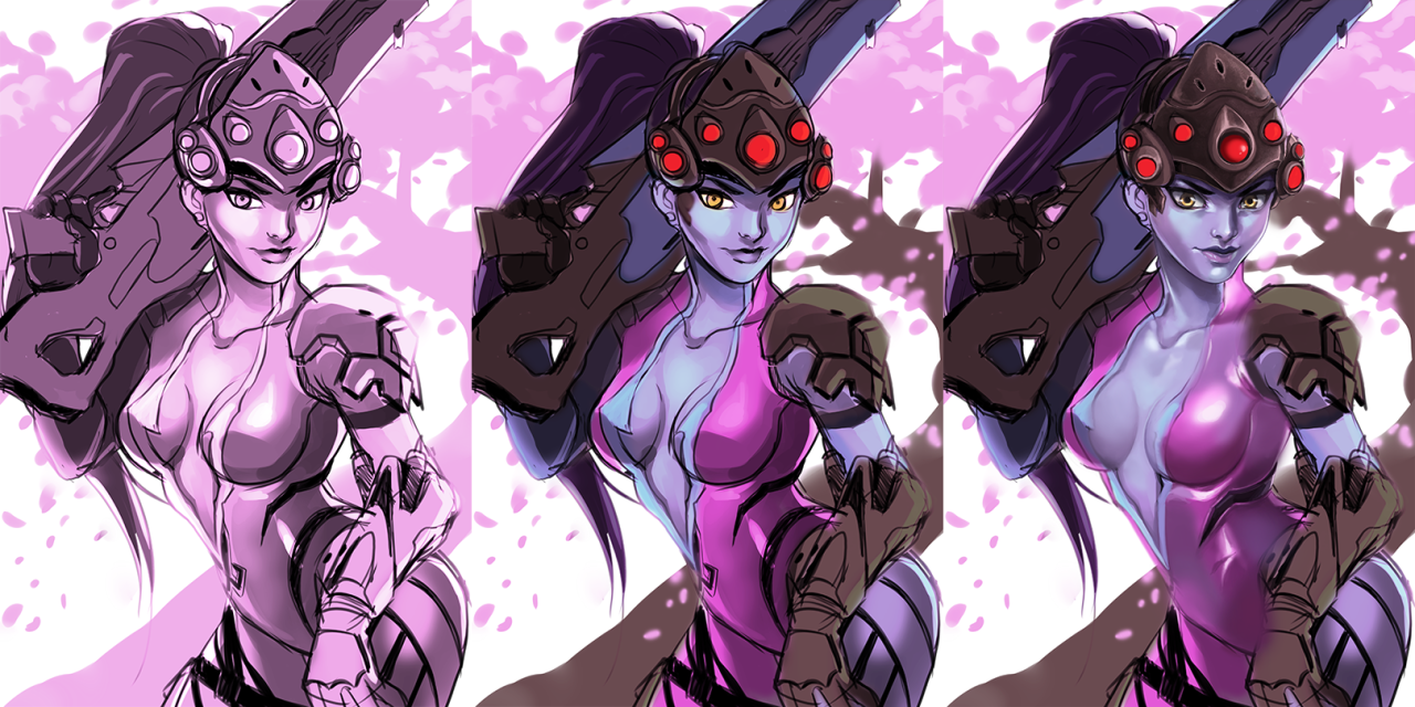 uguubear:  Process and final piece of Widowmaker! :) 
