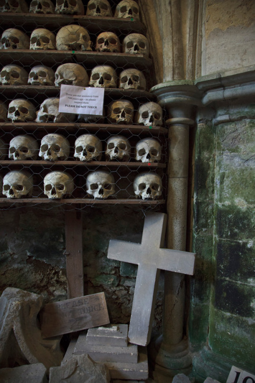 No one is sure exactly when this charnel house originated, but the earliest references, “both of which describe ‘an orderly pile of dead men’s bones’ in the 'charnel house’ on the north side of the church,” date from