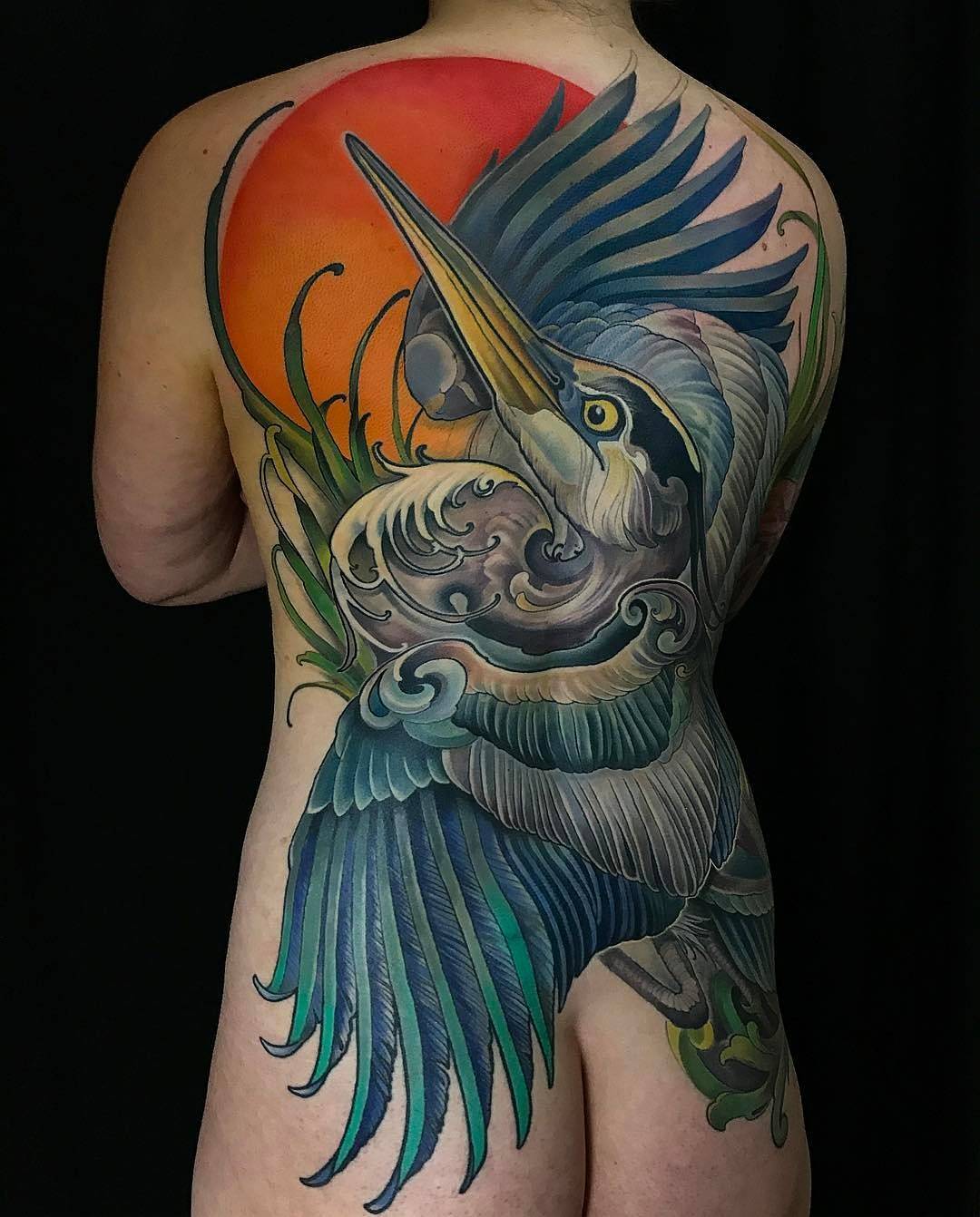 Tattoo of the Week Great Blue Heron  Independent Tattoo  Delawhere