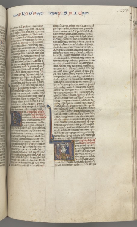 cma-medieval-art: Fol. 273r, Isaiah, historiated initial V, the martyrdom of Isaiah, c. 1275-1300, C