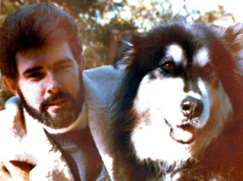 George Lucas and his dog named Indiana, 1970′s