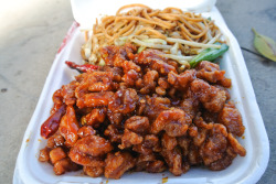 humblegumbo:   orange chicken and chow mein