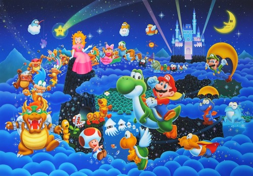 Artwork used for an officially licensed Super Mario World jigsaw puzzle from Japan (please zoom in t