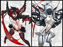 nikusenpai: Finished Paintings of Ryuko and Satsuki from KLK!  Streamed at: Twitch.tv/Niku_Senpai Support on: patreon.com/NickSilvaArt Purchase soon at: etsy.com/shop/NikuSenpai 