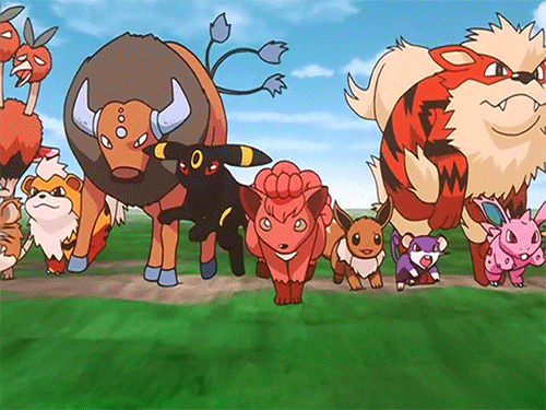      Type your favorite Pokemon in the Gif feature and post the first result!   