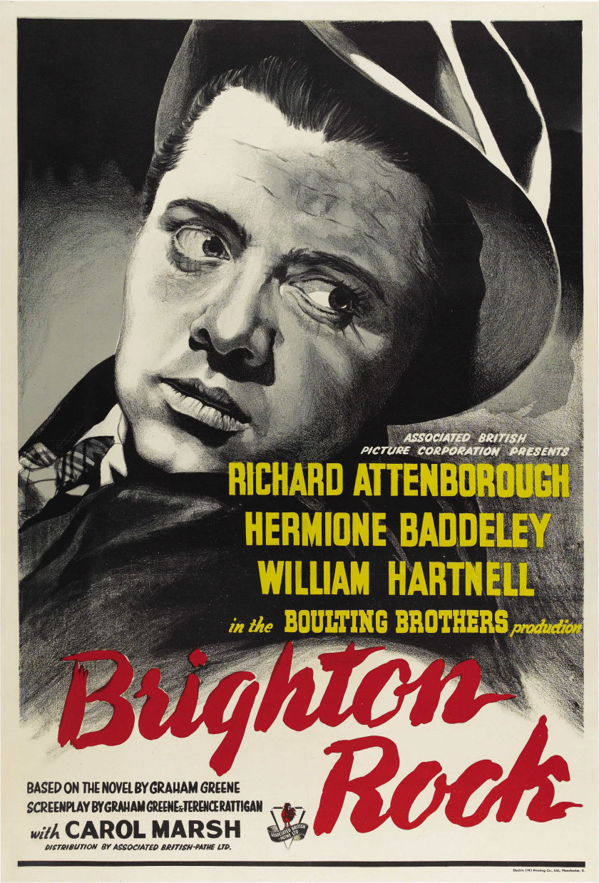 British one sheet for BRIGHTON ROCK (John Boulting, UK, 1947)
Artist: uncredited
Poster source: Heritage Auctions
R.I.P. Richard Attenborough (1923-2014)