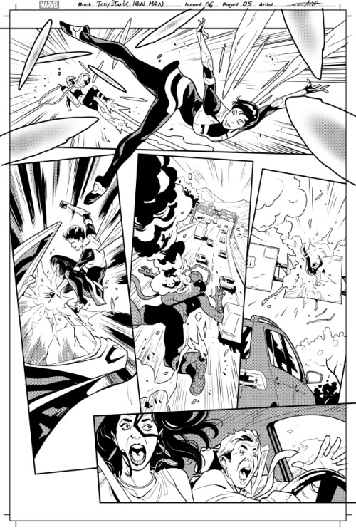 TONY STARK: IRON MAN #6 black and white preview!Release Date: November 21, 2018Written by Dan Slott,