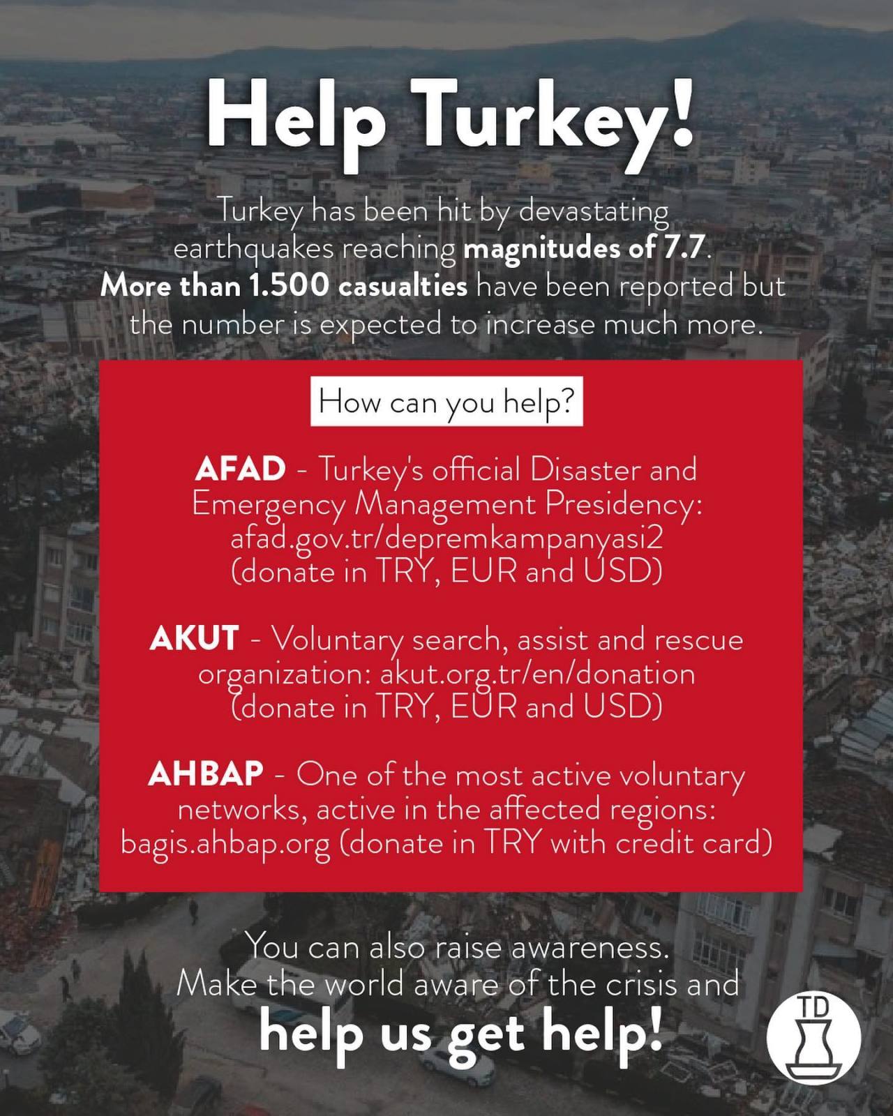 Help Turkey! We have been...