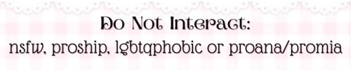 A pink banner that reads "Do Not Interact: Nsfw, proship, lgbtqphobic or proana/promia".