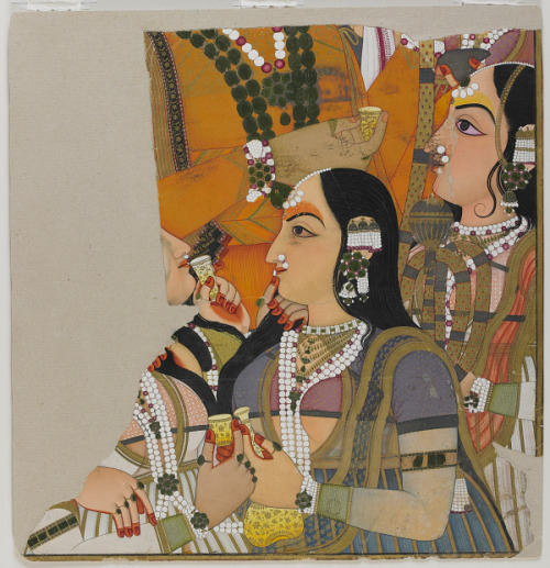 Fragment of Maharaja Pratap Singh with ladies of the royal harem Artist Sahiba Ram (ca. 1740-1800), 