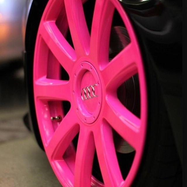 pinkok:  My new car🚗🚕🚙🚙 with pink wheel @pinkcars__ i just want to drive