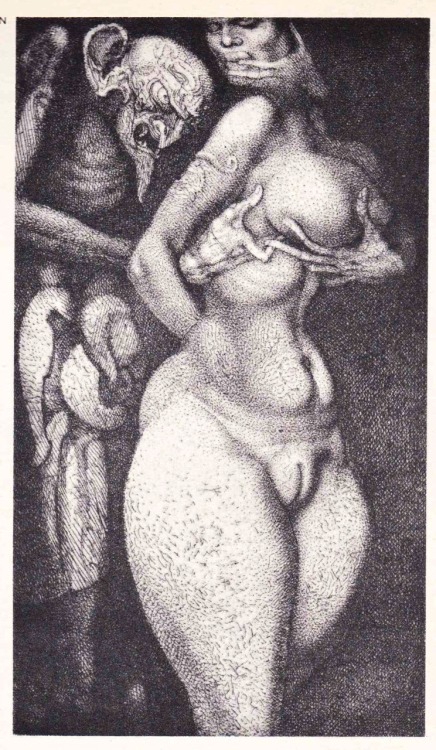 storyoftheviper:Ernst Fuchs - Death and the MaidenAvant Garde 9, November 1969.