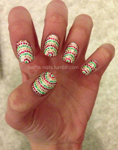 beths-nails:
“ These nails took 2 hours to do, as I had to hand pick out every single piece of glitter out of the nail polish bottle and place it on my nail. Worth it, though, I loved these nails!
White: China Glaze- White on White
Red Sparkles:...