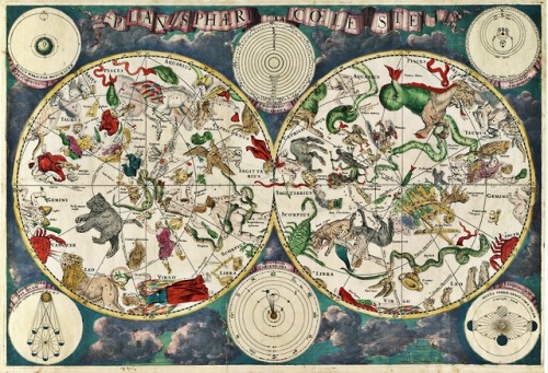 Mapa celeste realizado en 1670 por el cartógrafo holandés Frederik de Wit.