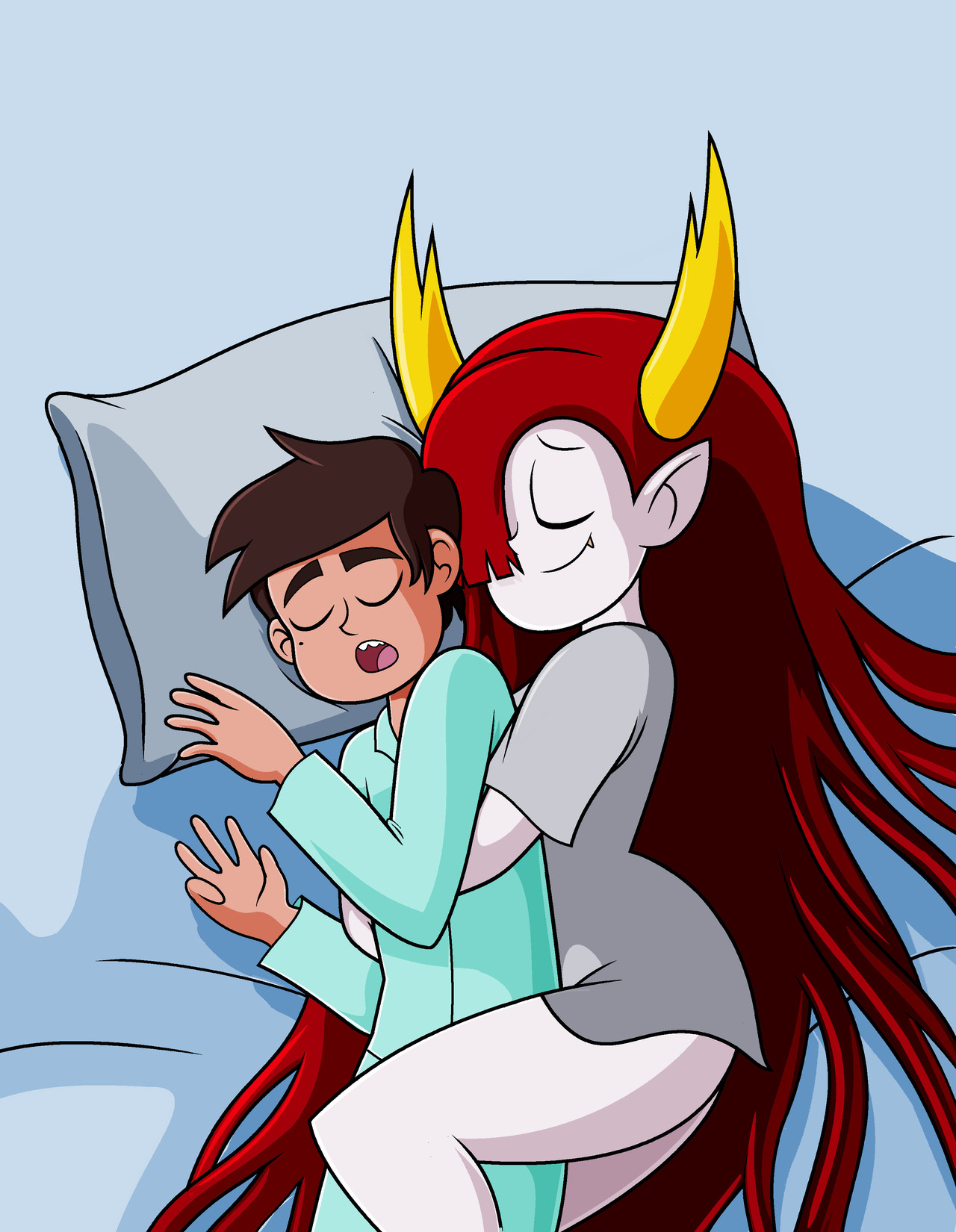pills-on-a-little-cup:  Hekapoo cuddling with Marco I love these 2, they look cute