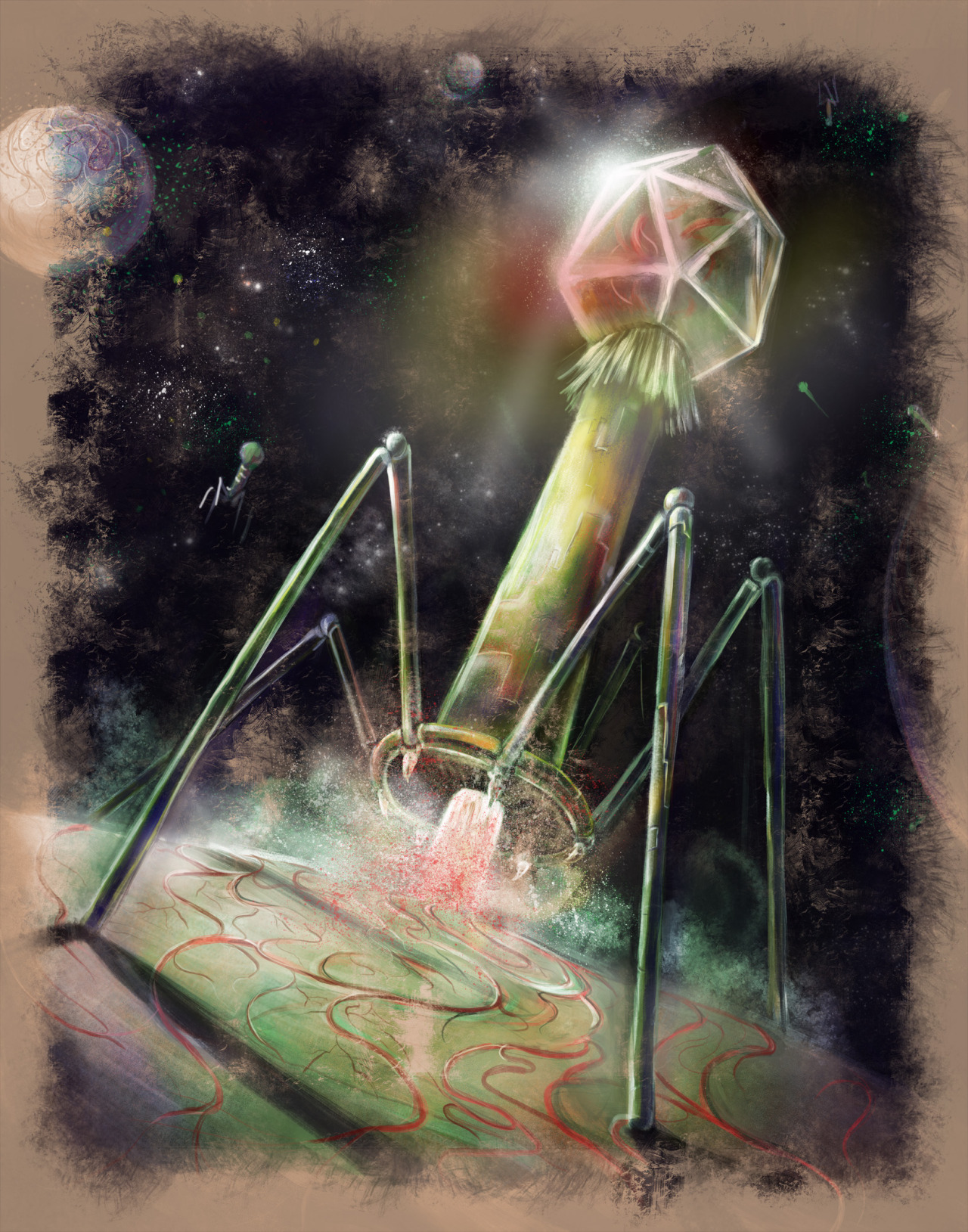 cb-lam:  bacteriophage virus, by Chok Bun Lam Follow me for more art! 