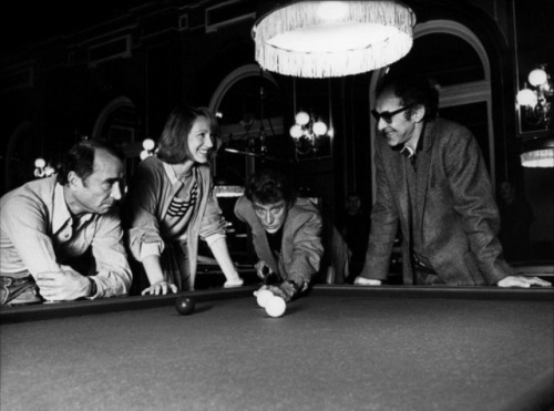 Godard is rehearsing with Nathalie Baye, Claude Brasseur and Johnny Hallyday