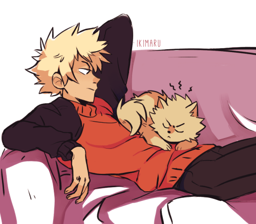 someone suggested Bakugou with the dog that looks like him eheh