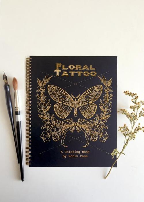 Floral Tattoo Coloring Book //RobinElizabethArt