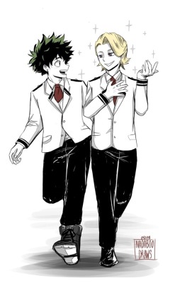 nadaboodraws:  Deku’s and Aoyama’s friendship~ (remember 168)   (I went to fluffy to angst but I do love me some villain deku au 