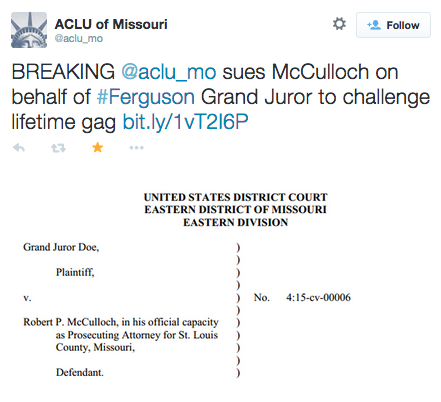 socialjusticekoolaid:   Grand Juror Sues McCulloch, Says He Mischaracterized The