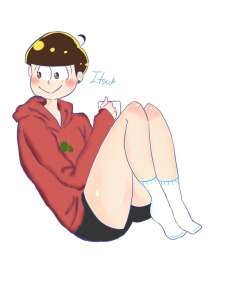 itsuhdesuh:  I’ll start posting my drawings from the oldest to the more recent ones! This was one of my first, sort of an implided Bakamatsu?? Idk, It’s just Jyushi with Oso’s hoodie :P