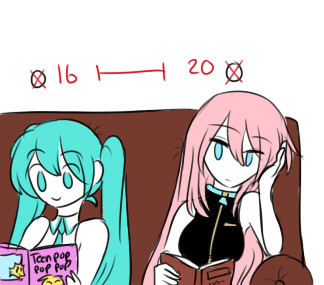 the age difference game start luka: 0, meiko: 0                     miku: 1, luka: 1, meiko: 0