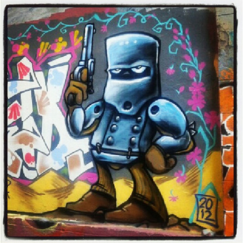 Graffiti depicting iconic Irish Australian outlaw Ned Kelly. On the 11th of November 1880 he was exe