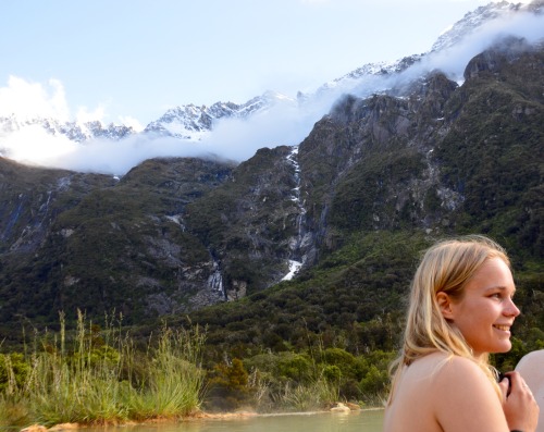 Natural hot pools with mountain view &lt;3