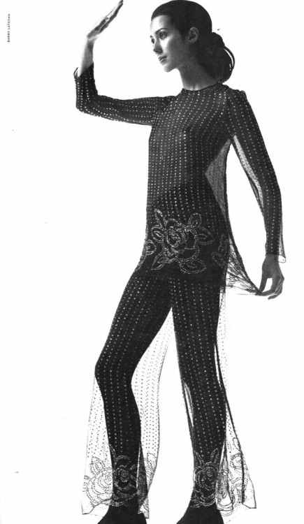 kitsunetsuki:Barry Lategan - Moyra Swan Wearing a Outfit by Fiorucci (Vogue Italia 1969)