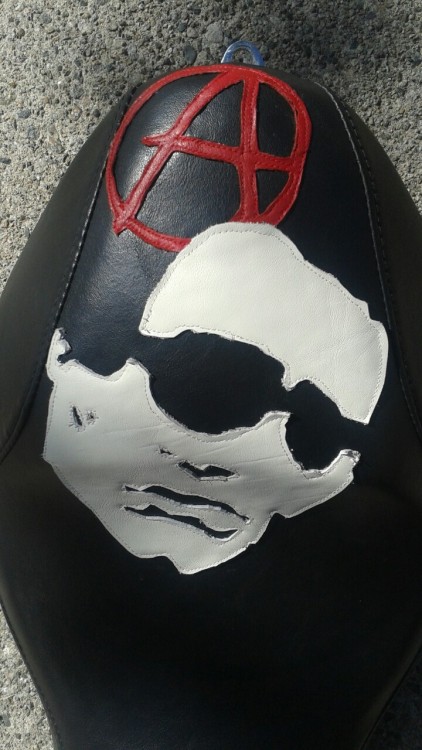 Custom made discharge harley Davidson motorcycle seat cover