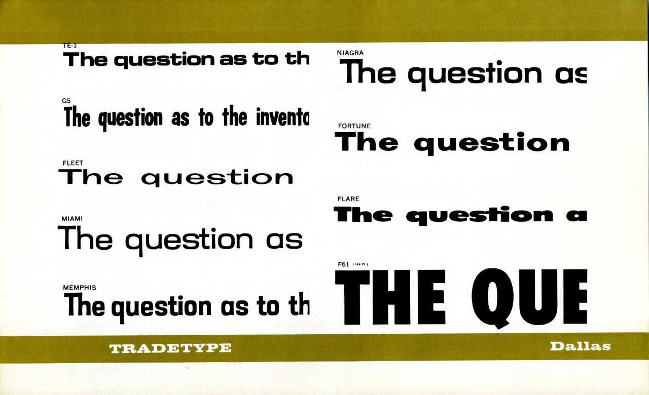 I just finished scanning this old type specimen and found pages of Typositor type at the end. The Typositor was a machine that allowed designers to set their own display type instead of paying a typesetting shop to do it. So it seems odd that a...