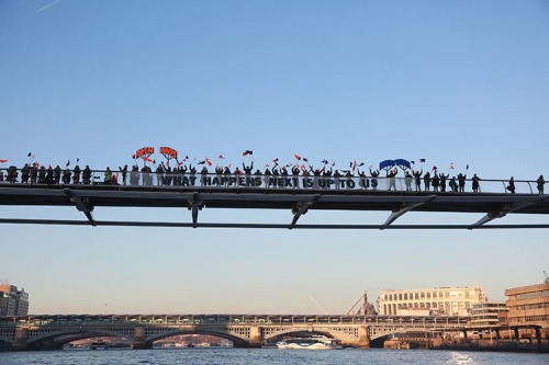 sandovers:bridges not walls protestors have dropped banners from every major bridge in london