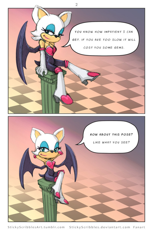 Sonic Rouge Comic2  Previous:http://stickyscribbles.deviantart.com/art/Sonic-Rouge-Comic1-622560308Rouge