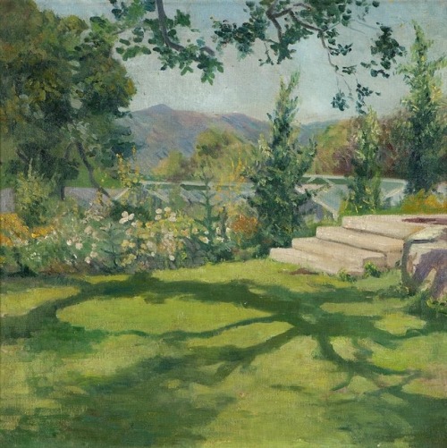 E. Charlton FortuneImpressionistic view of backyard garden with flowers