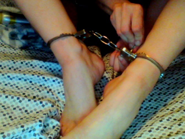 themissarcana:  Awesome locking handcuffs with keys, but shitty webcam pictures.