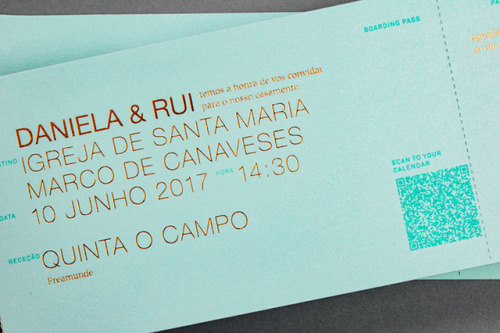 Boarding pass inspired wedding invitation by Gen Design Studio