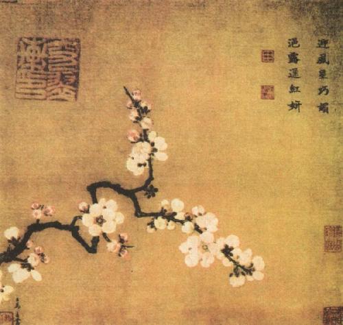 artecinese: Ma Yuan, Fiori di albicocco, inchiostro e colori su seta, XI secolo.