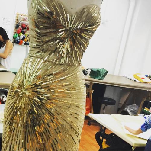 csiriano:  Stunning metallic sunburst sequin embroidery being worked on in the studio today. #ChristianSiriano #csiriano