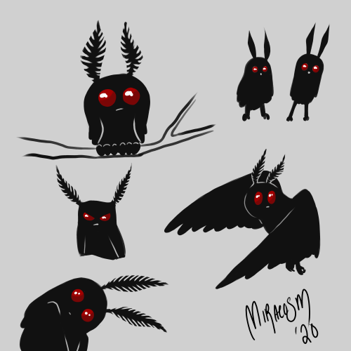 I drew some tiny mothmans